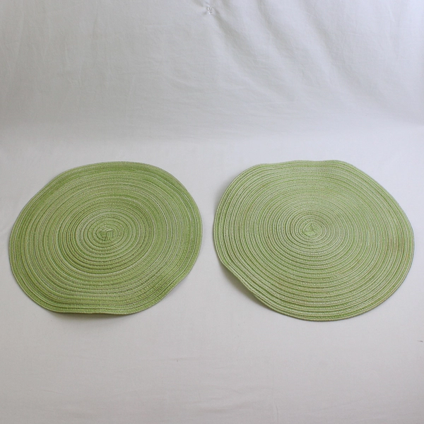 Set of 4 Light Green Round Placemats Table Decor 15"