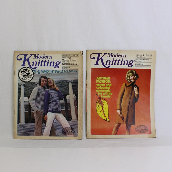 Lot of 2 VTG Modern Knitting Magazine Machine Knitting Oct & Nov 1971 New Size
