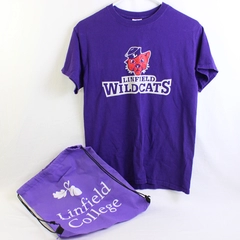 2 Pc Lot Linfield College Swag Adult Small T-Shirt and Drawstring Bag