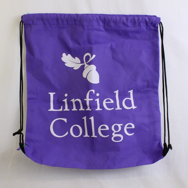 2 Pc Lot Linfield College Swag Adult Small T-Shirt and Drawstring Bag