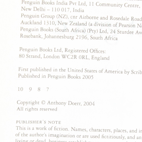 About Grace by Anthony Doerr 2005 Paperback Novel