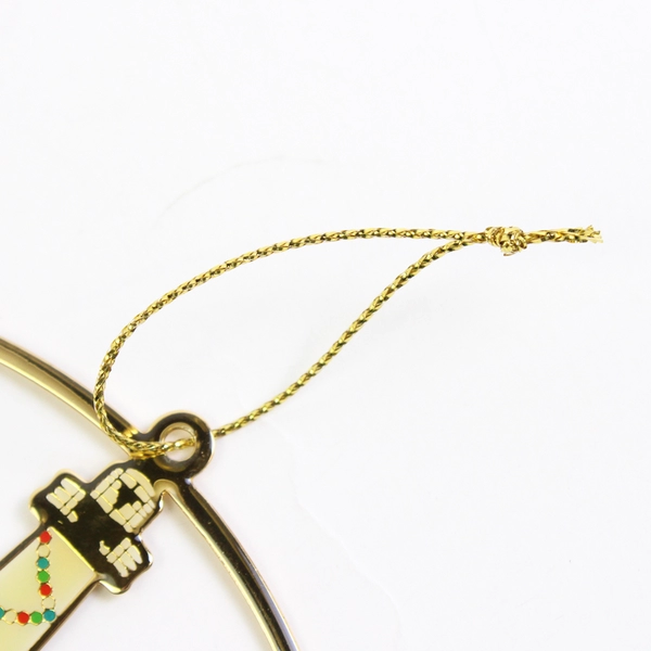 Queen Mary Long Beach CA Ornament Oval Brass Metal Cutout Enamel Happy Holidays