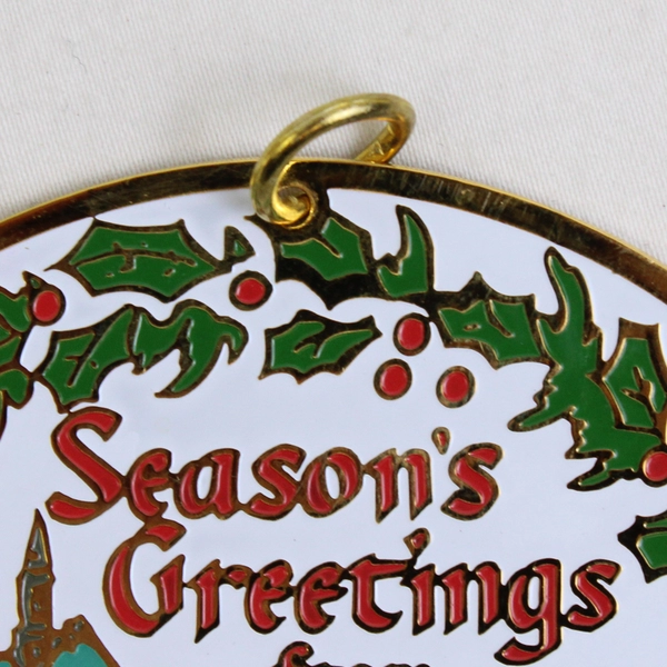 1997 Ornament Pacific Coast Riveria Long Beach CA Enamel Season's Greetings