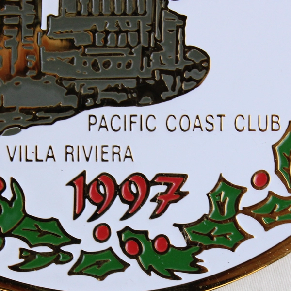 1997 Ornament Pacific Coast Riveria Long Beach CA Enamel Season's Greetings