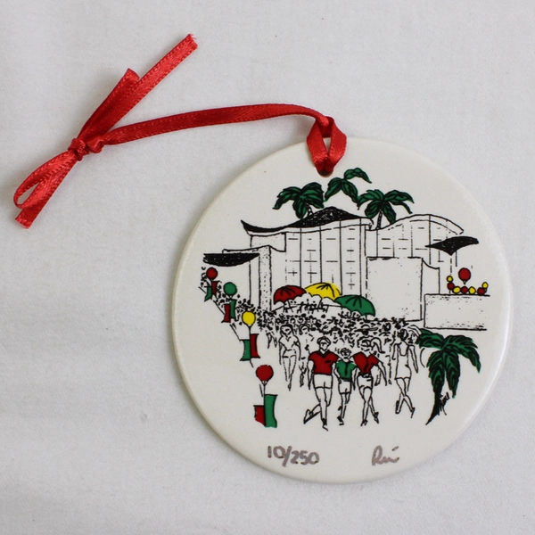 Mixed Lot of 3 Christmas Ornaments Long Beach CA Rainbow Harbor & Pier by Rene