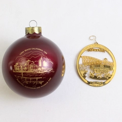 Mixed Lot of 2 Christmas Ornaments Long Beach CA 1995 & 1996 Pike & Pier
