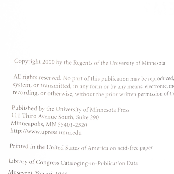 What is Africa's Problem? Yoweri K Museveni 2000 Paperback