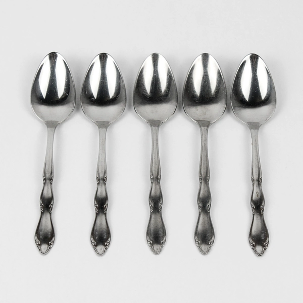 Lot Of 5 International Silver Anniversary (Stainless) Flatware Teapoons