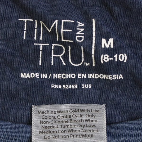 Time And Tru Blue T-Shirt Women's Size Medium 8-10