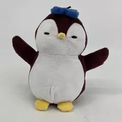 PMI Kids World Pudgy Penguin Plush Toy Burgundy And White With Blue Hair Bow