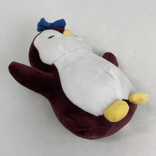 PMI Kids World Pudgy Penguin Plush Toy Burgundy And White With Blue Hair Bow