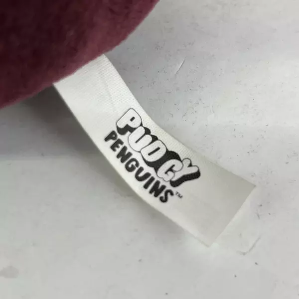 PMI Kids World Pudgy Penguin Plush Toy Burgundy And White With Blue Hair Bow