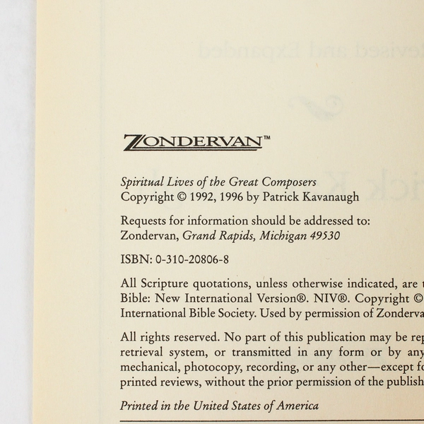 Spiritual Lives of the Great Composers Patrick Kavanaugh Revised Ed 1996 PB