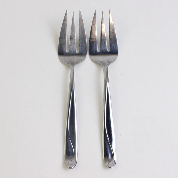 Lot Of 2 Reed & Barton Edgartown (Stainless) Flatware Cold Meat Serving Forks
