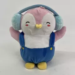 PMI Kids World Pudgy Penguin Pink and White Blue Overalls And Earmuffs 8.75 Inch