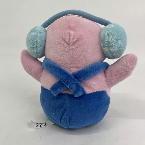 PMI Kids World Pudgy Penguin Pink and White Blue Overalls And Earmuffs 8.75 Inch