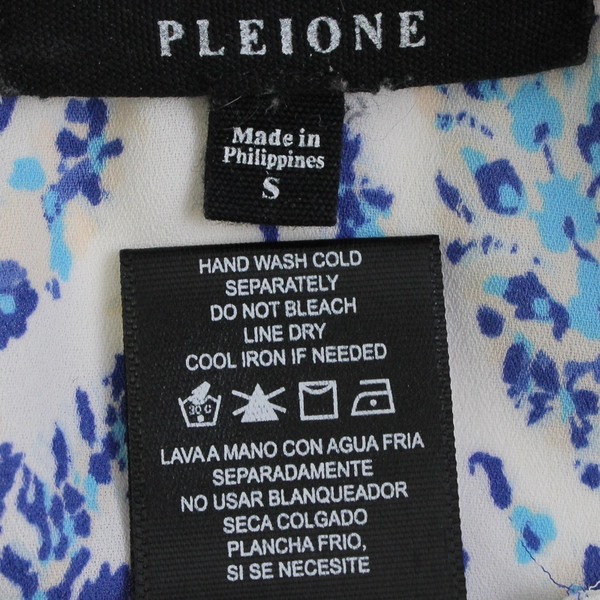 Pleione Blue and White Cap-Sleeve Blouse Women's Size Small