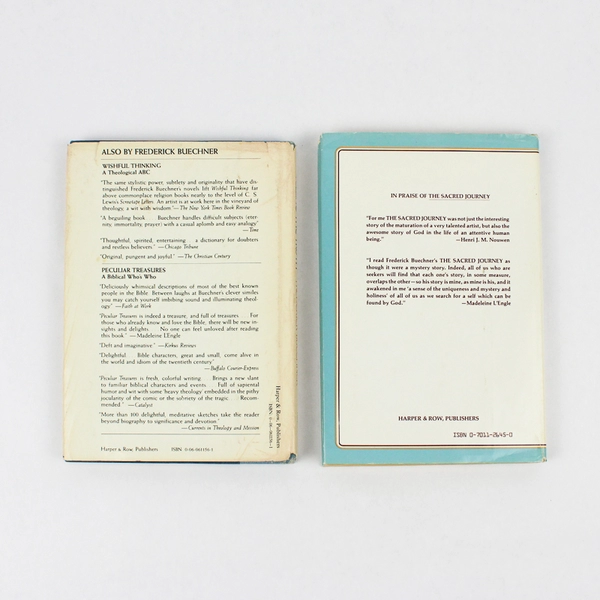Lot of 2 Vintage Frederick Buechner Spiritual Books 1977 & 1982 Hardcover DJ