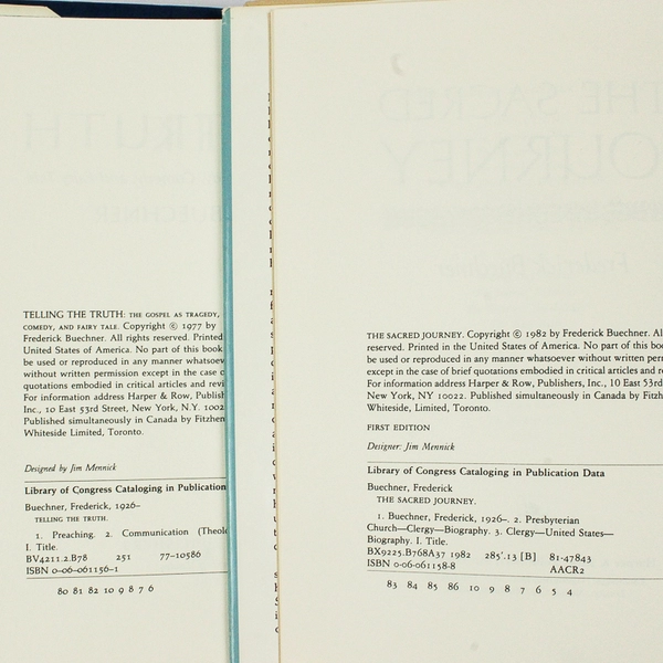 Lot of 2 Vintage Frederick Buechner Spiritual Books 1977 & 1982 Hardcover DJ