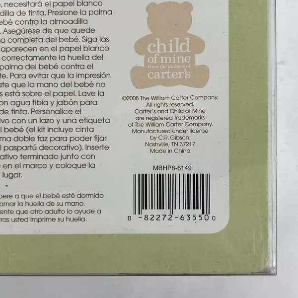 Carter's Child of Mine Shadowbox Handprint Kit Girl or Boy White Frame NIB