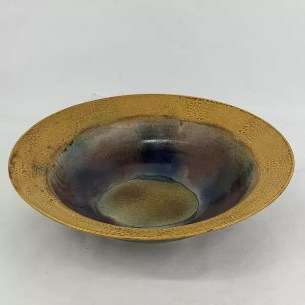 14.5 Inch Handcrafted Art Pottery Fruit or Centerpiece Bowl Signed