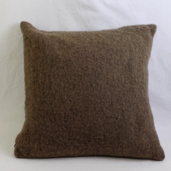 Brown Brushed Wool Blend Throw Pillow 18" x 18"