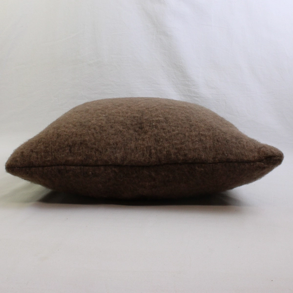Brown Brushed Wool Blend Throw Pillow 18" x 18"
