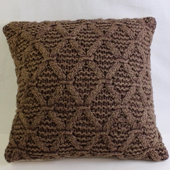 Brown Cable Knit Decorative Square Throw Pillow 18" x 18"