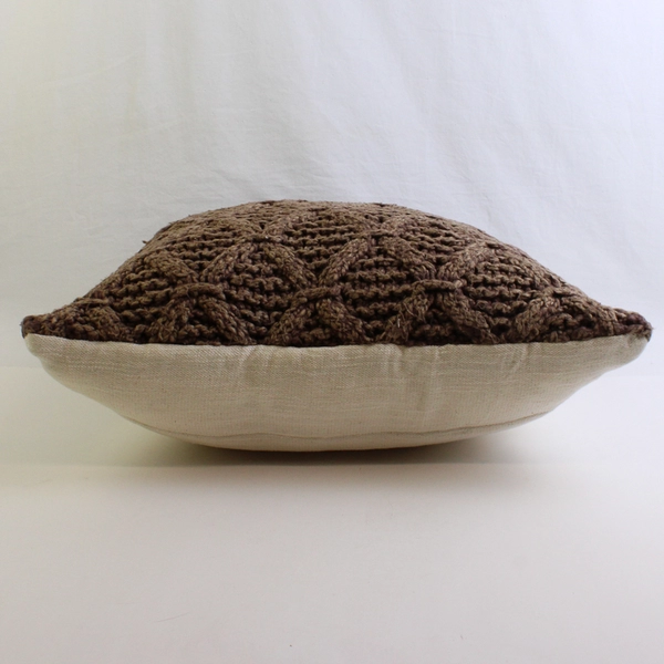 Brown Cable Knit Decorative Square Throw Pillow 18" x 18"