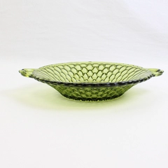 Indiana Glass Honeycomb Green 9" Round Relish/Candy Dish 1.75" Tall