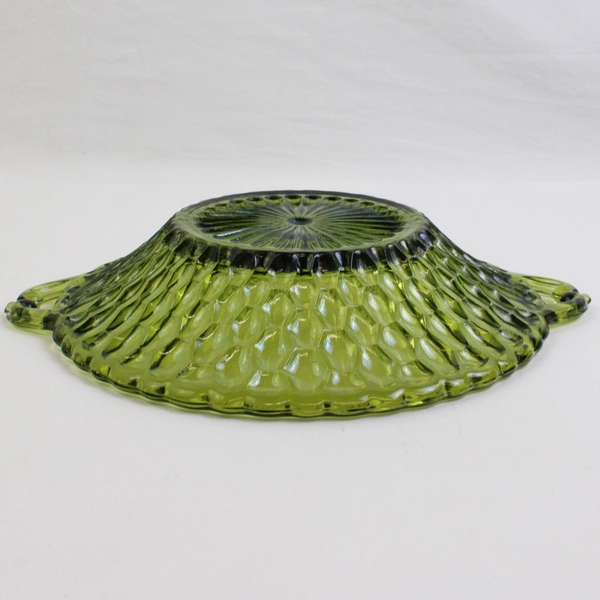 Indiana Glass Honeycomb Green 9" Round Relish/Candy Dish 1.75" Tall