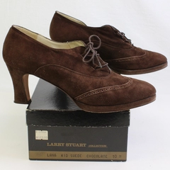 Larry Stuart Collection Brown Lace Up Heels Oxfords Women's Size 10M
