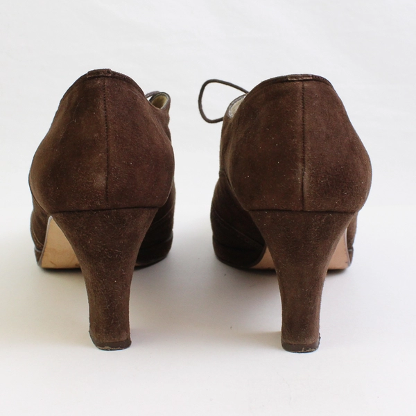 Larry Stuart Collection Brown Lace Up Heels Oxfords Women's Size 10M