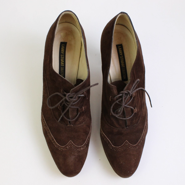 Larry Stuart Collection Brown Lace Up Heels Oxfords Women's Size 10M