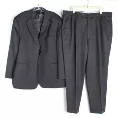 2 Piece Joseph Feiss Trio Solid Black Suit Set Size 43 Regular FLAWED