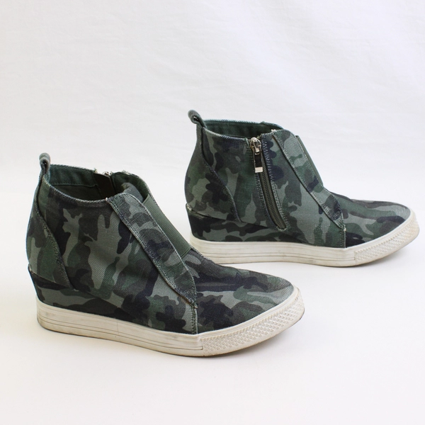 Jolimall Green Camo Block Heel 2.25" Junior US Size 7