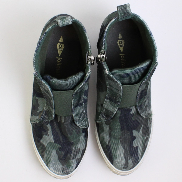 Jolimall Green Camo Block Heel 2.25" Junior US Size 7