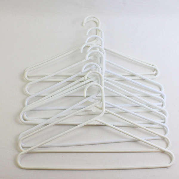 Lot of 10 Opaque White Plastic Clothes Hangers Home Organization