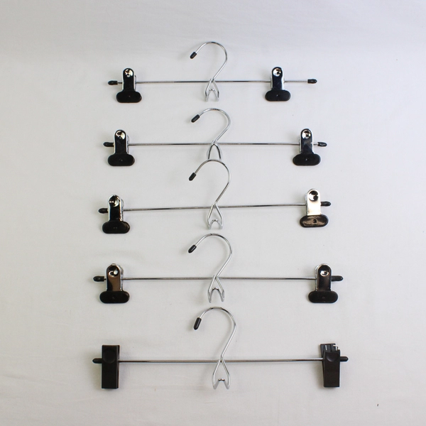 Lot of 5 Chrome Metal Clothes Hangers With Clips