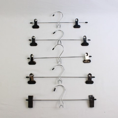 Lot of 5 Chrome Metal Clothes Hangers With Clips