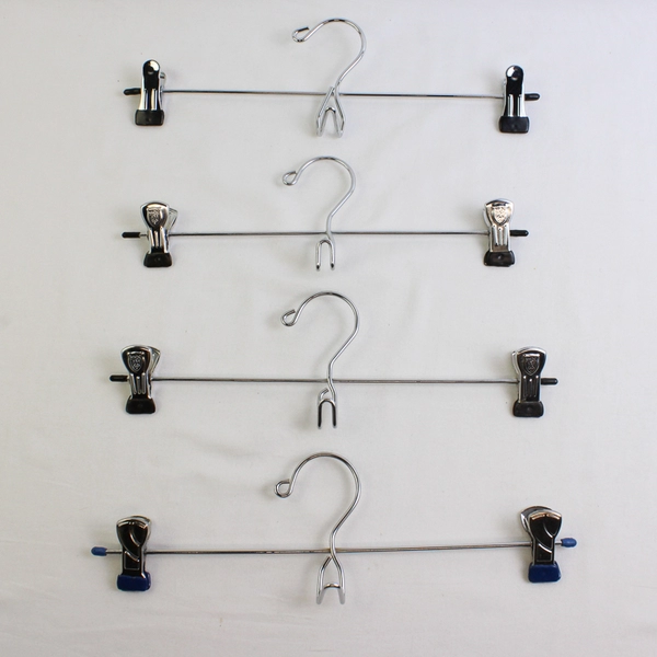 Lot of 5 Chrome Metal Clothes Hangers With Clips