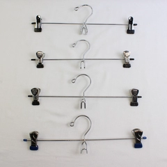 Lot of 5 Chrome Metal Clothes Hangers With Clips