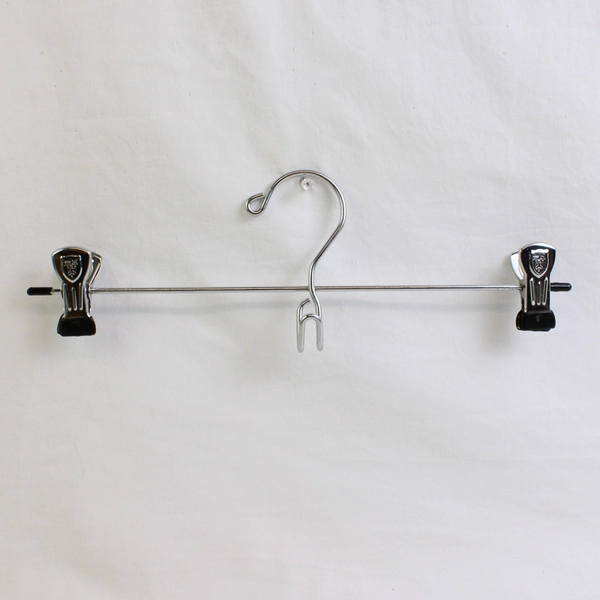 Lot of 5 Chrome Metal Clothes Hangers With Clips