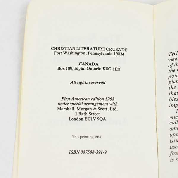 Lot of 2 Vintage The Secret Of Intercession by Andrew Murray 1984 Paperback