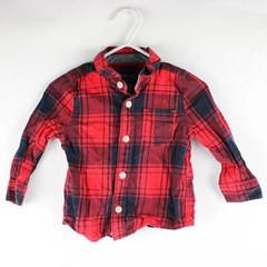 OshKosh B'gosh Red and Navy Plaid Long Sleeve Button-Up Baby Boys' 12M