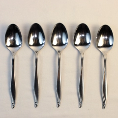 Lot 5 Oneida Silver Surf Club (Stainless) Flatware Oval Soup Spoons 6.75" Tall