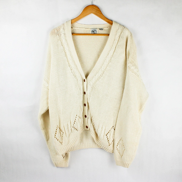 Modern Essentials Collection Cream Knit Cardigan Women's Large