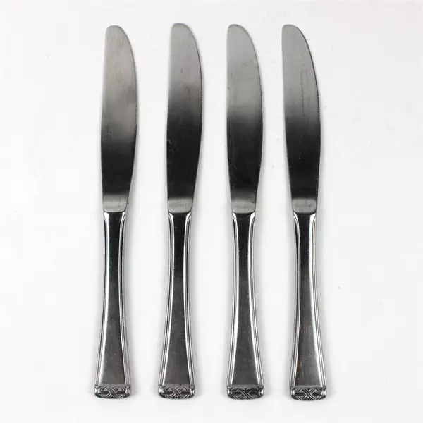 Lot of 4 Hampton Silversmiths HSV141 Stainless Steel Solid Dinner Knives