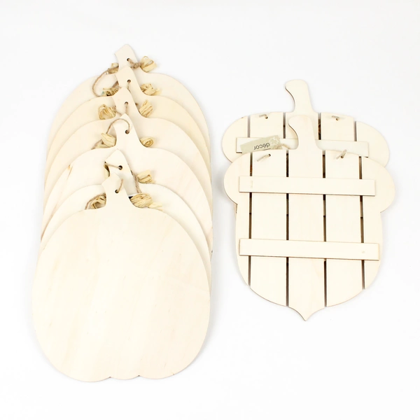 Lot of 8 Autumn-Themed Wooden Plaques For Painting Crafts Pumpkins and Acorns