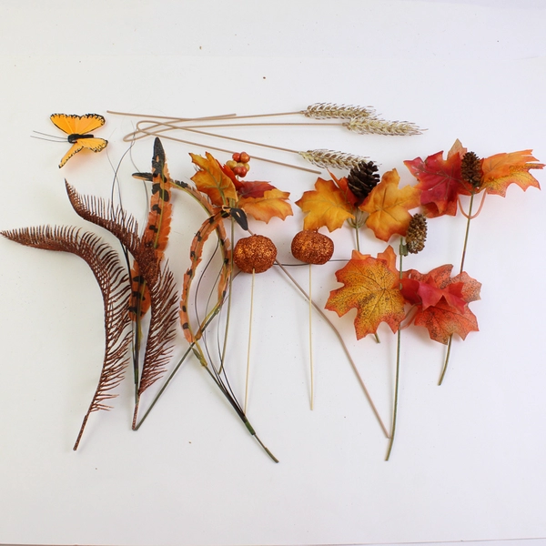 1+ Lb Mixed Lot Artificial Autumn Fall Foliage and Flowers